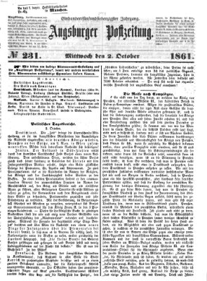 Augsburger Postzeitung Mittwoch 2. Oktober 1861