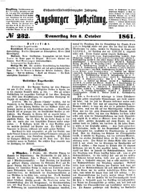 Augsburger Postzeitung Donnerstag 3. Oktober 1861