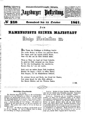 Augsburger Postzeitung Samstag 12. Oktober 1861
