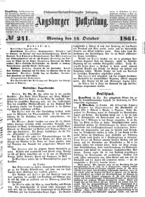 Augsburger Postzeitung Montag 14. Oktober 1861