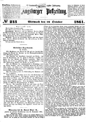 Augsburger Postzeitung Mittwoch 16. Oktober 1861