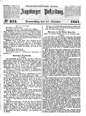 Augsburger Postzeitung Donnerstag 17. Oktober 1861