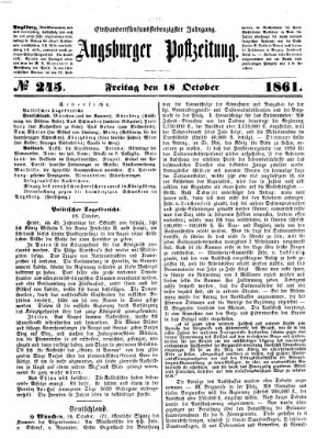 Augsburger Postzeitung Freitag 18. Oktober 1861