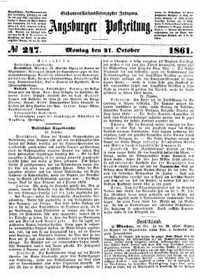 Augsburger Postzeitung Montag 21. Oktober 1861