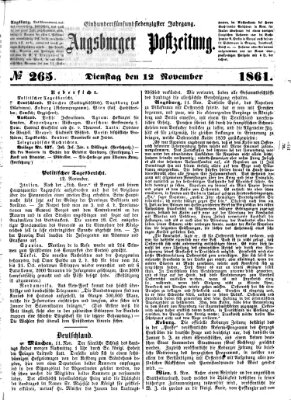 Augsburger Postzeitung Dienstag 12. November 1861