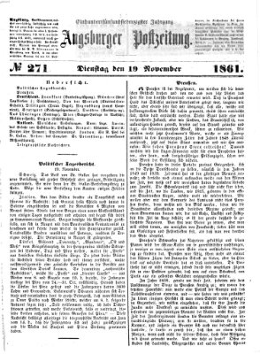 Augsburger Postzeitung Dienstag 19. November 1861