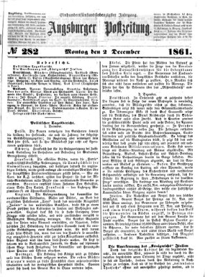 Augsburger Postzeitung Montag 2. Dezember 1861