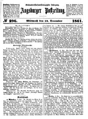 Augsburger Postzeitung Mittwoch 18. Dezember 1861