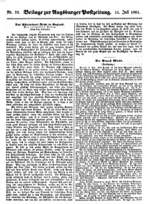 Augsburger Postzeitung Donnerstag 11. Juli 1861