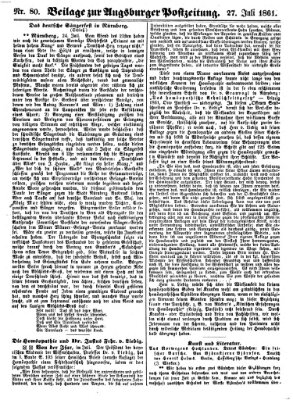 Augsburger Postzeitung Samstag 27. Juli 1861