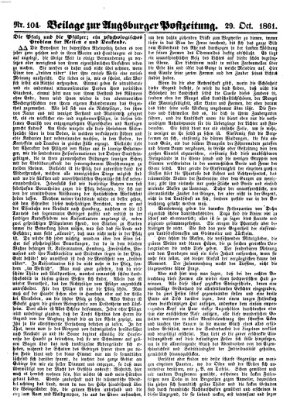 Augsburger Postzeitung Dienstag 29. Oktober 1861