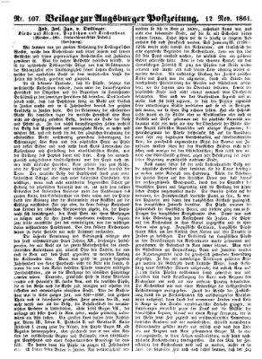 Augsburger Postzeitung Dienstag 12. November 1861