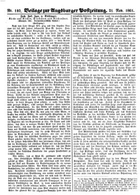 Augsburger Postzeitung Donnerstag 21. November 1861