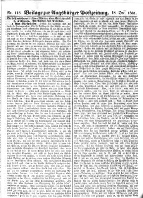 Augsburger Postzeitung Mittwoch 18. Dezember 1861