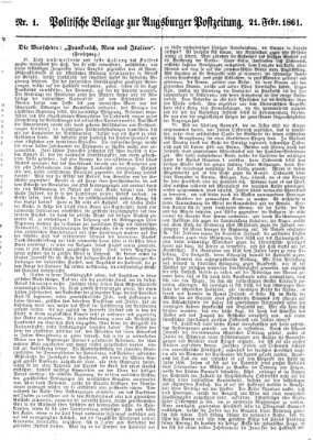 Augsburger Postzeitung Donnerstag 21. Februar 1861