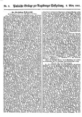 Augsburger Postzeitung Samstag 2. März 1861