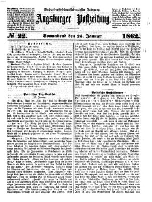 Augsburger Postzeitung Samstag 25. Januar 1862