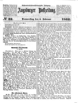 Augsburger Postzeitung Donnerstag 6. Februar 1862