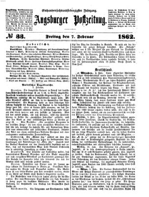 Augsburger Postzeitung Freitag 7. Februar 1862