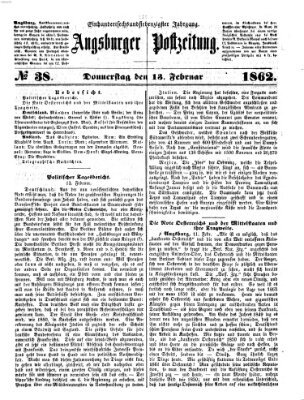 Augsburger Postzeitung Donnerstag 13. Februar 1862