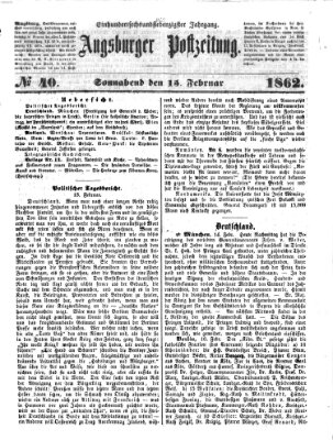 Augsburger Postzeitung Samstag 15. Februar 1862