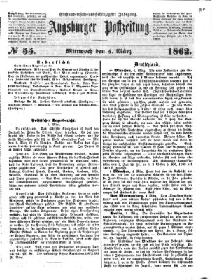 Augsburger Postzeitung Mittwoch 5. März 1862