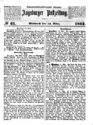 Augsburger Postzeitung Mittwoch 12. März 1862