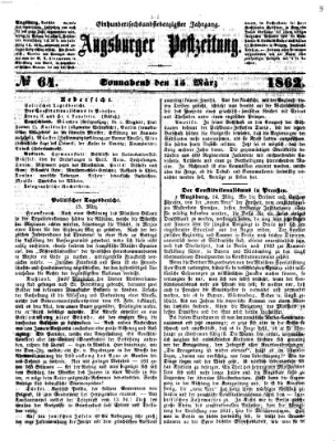 Augsburger Postzeitung Samstag 15. März 1862