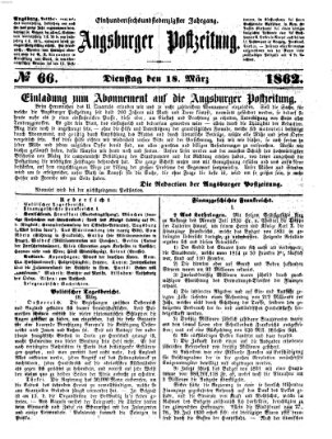 Augsburger Postzeitung Dienstag 18. März 1862