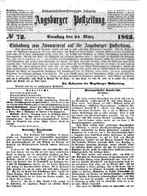 Augsburger Postzeitung Dienstag 25. März 1862