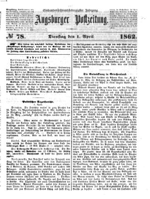 Augsburger Postzeitung Dienstag 1. April 1862