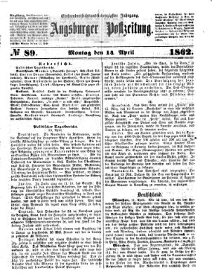 Augsburger Postzeitung Montag 14. April 1862