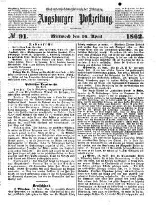 Augsburger Postzeitung Mittwoch 16. April 1862