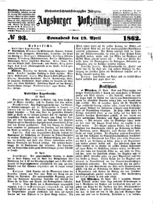 Augsburger Postzeitung Samstag 19. April 1862