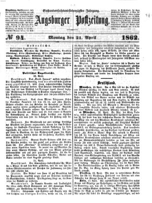 Augsburger Postzeitung Montag 21. April 1862