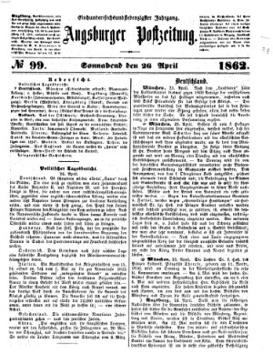 Augsburger Postzeitung Samstag 26. April 1862