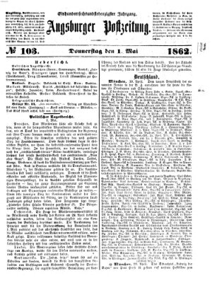 Augsburger Postzeitung Donnerstag 1. Mai 1862