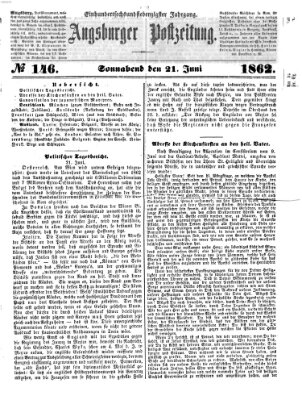 Augsburger Postzeitung Samstag 21. Juni 1862