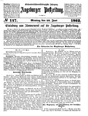 Augsburger Postzeitung Montag 23. Juni 1862