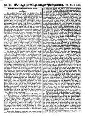 Augsburger Postzeitung Freitag 25. April 1862