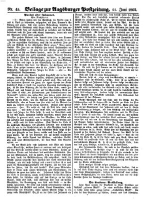 Augsburger Postzeitung Mittwoch 11. Juni 1862