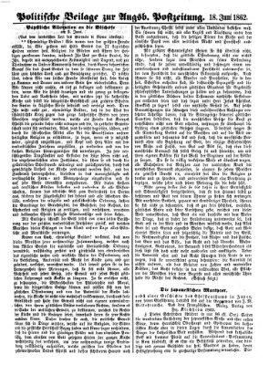 Augsburger Postzeitung Mittwoch 18. Juni 1862