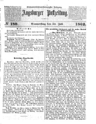 Augsburger Postzeitung Donnerstag 31. Juli 1862