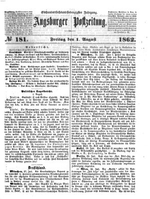 Augsburger Postzeitung Freitag 1. August 1862