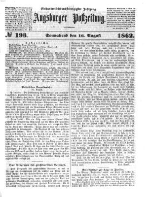 Augsburger Postzeitung Samstag 16. August 1862