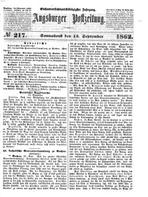 Augsburger Postzeitung Samstag 13. September 1862