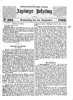 Augsburger Postzeitung Donnerstag 18. September 1862