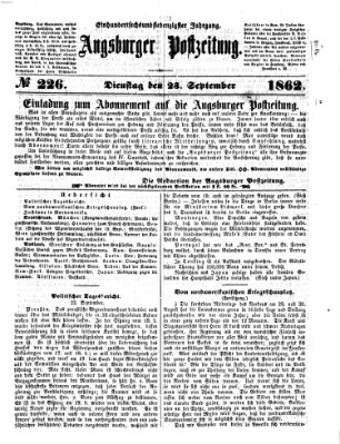 Augsburger Postzeitung Dienstag 23. September 1862