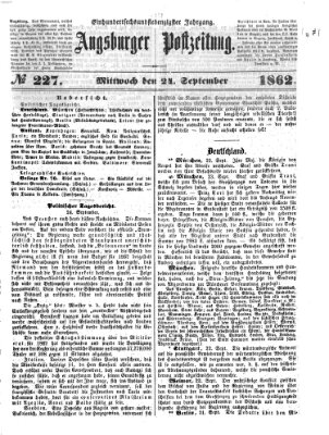 Augsburger Postzeitung Mittwoch 24. September 1862