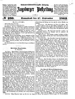 Augsburger Postzeitung Samstag 27. September 1862